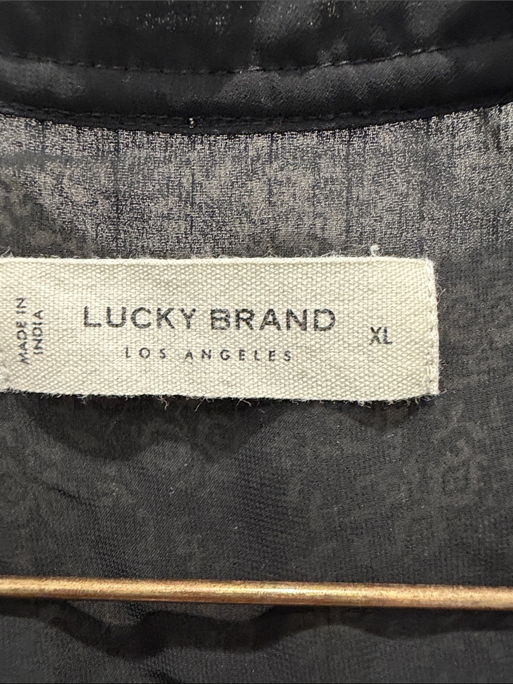 Lucky Brand Black and Cream Floral Long Sleeve Tiered Dress with V-Neck - Picture 3 of 7